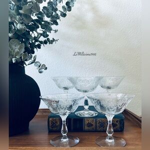 Vintage Set of 5 Tiffin Franciscan Low Sorbet Glasses | Cherokee Rose Pattern